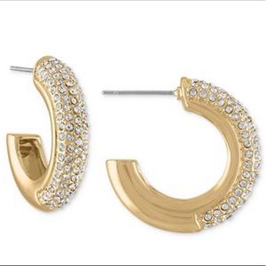 NEW - 14K Gold Crystal Pave’ Encrusted Hoops